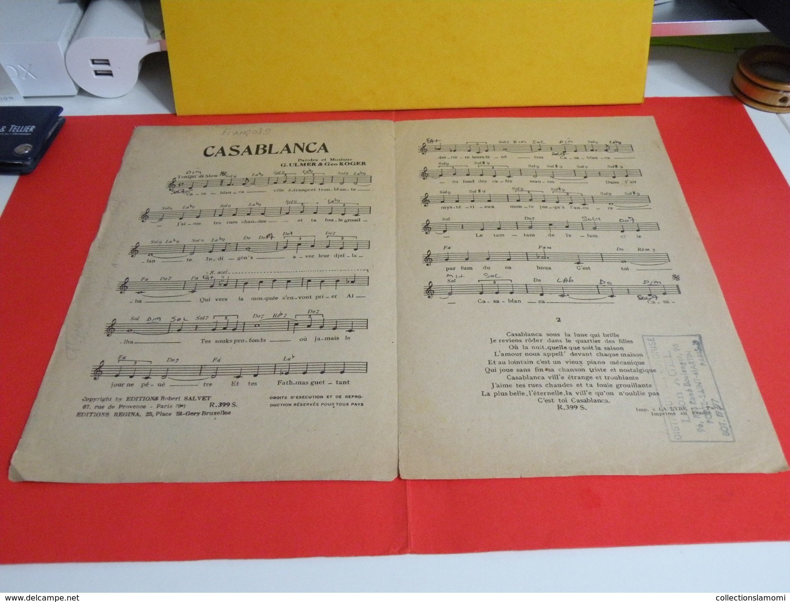 Musique & Partitions > Chansonniers > Casablanca -Paroles G. Ulmer -Musique Géo Koger - Compositeurs De Comédies Musicales