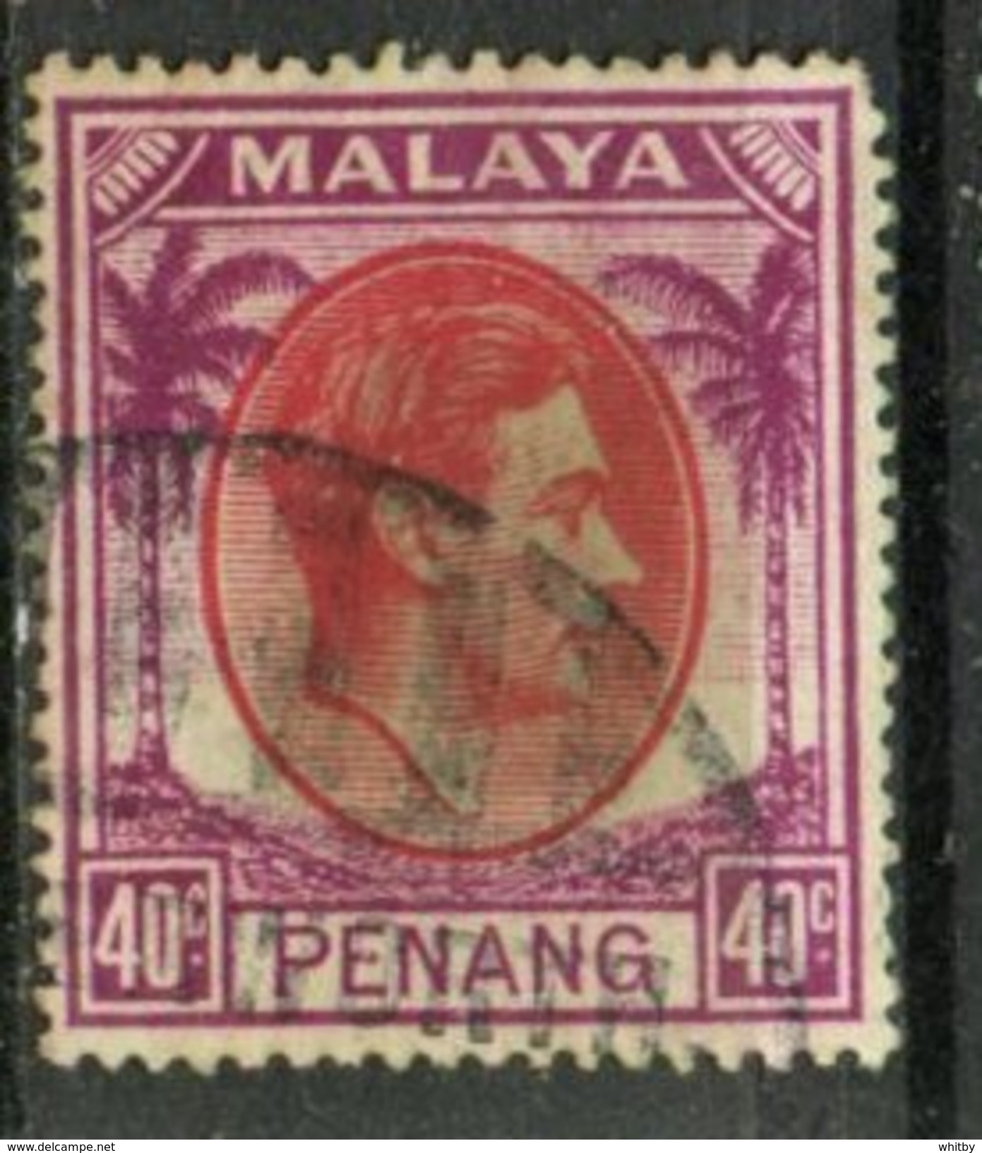 Malaya Penang 1949  40c King George Issue #18  Used - Penang