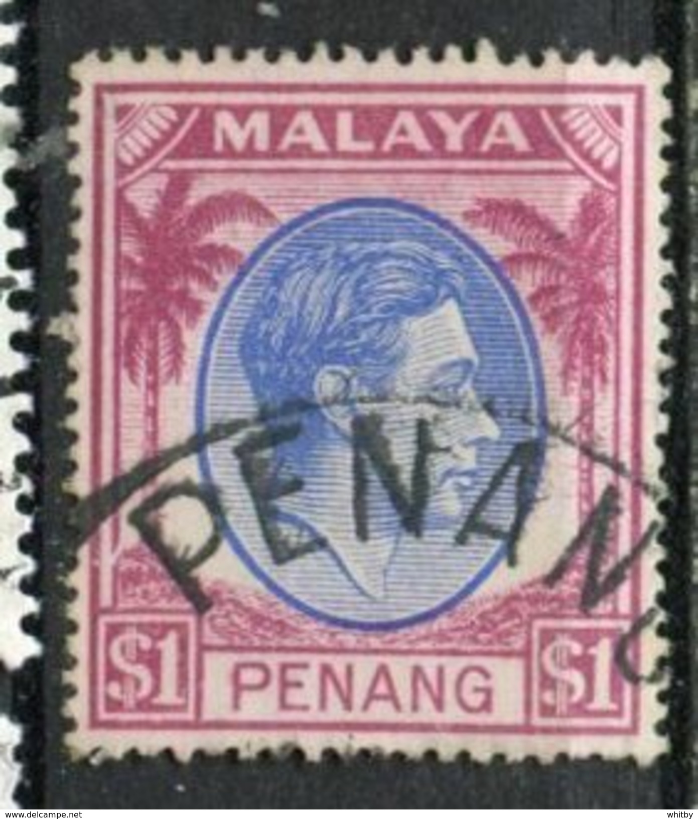 Malaya Penang 1949  $1.00 King George Issue #20  Used - Penang