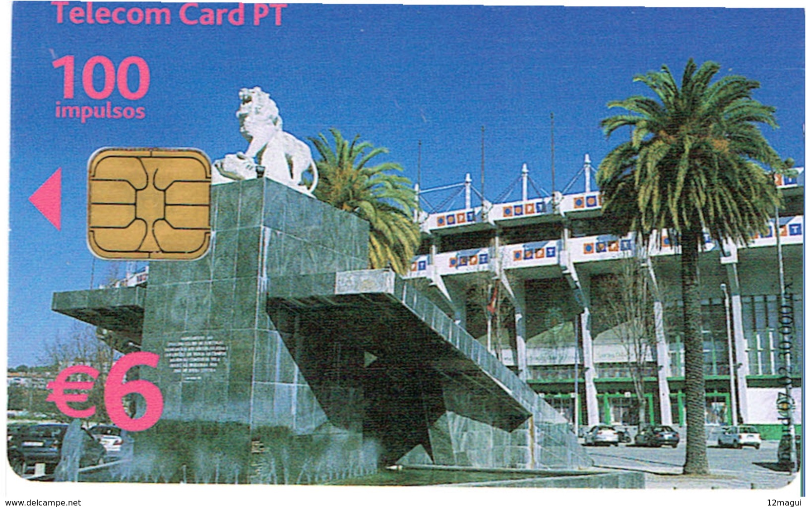 PHONECARDS-- PORTUGAL-- TELECOM CATD- &euro;6- 100 IMPULSOS. ESTADIO JOSE ALVALADE -- SPORTING CLUB PORTUGAL - Portugal