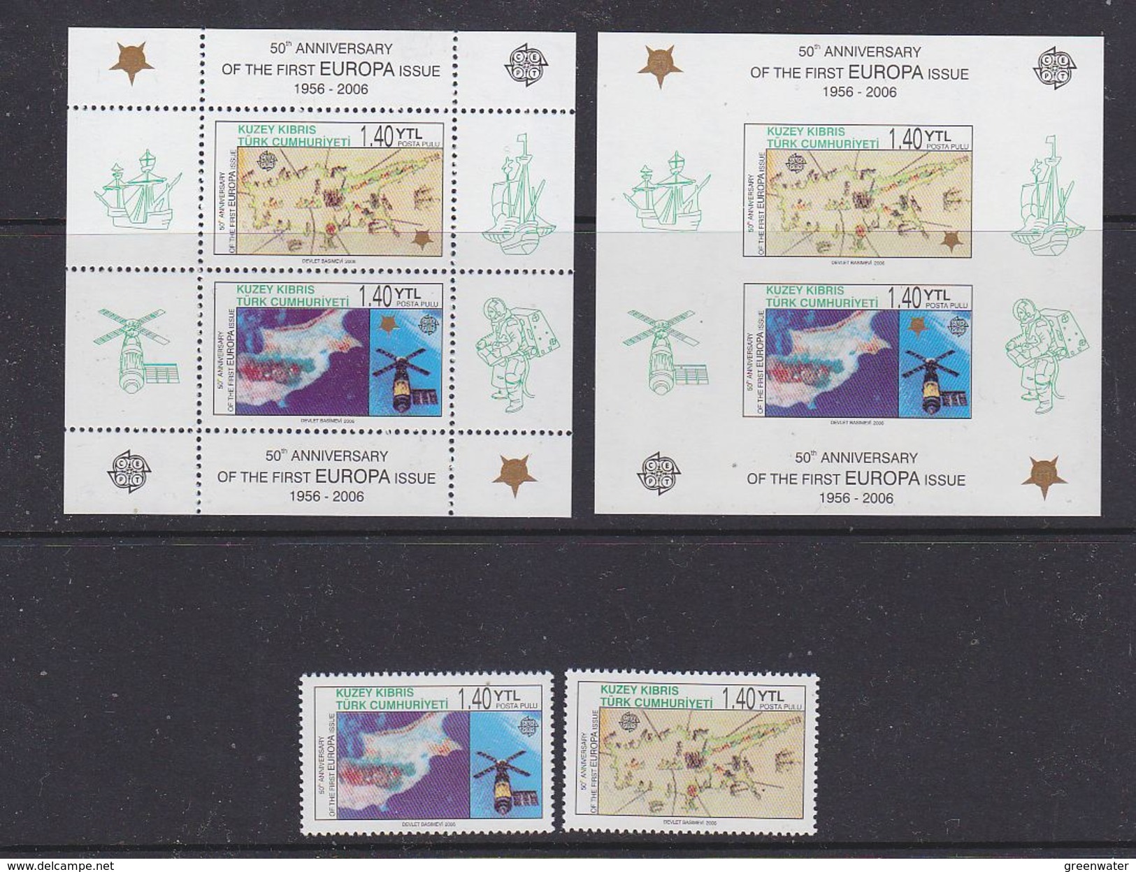 Northern Cyprus 2006 50Y Europa 2v + 2 M/s (m/s Perforated + Imperforated)  ** Mnh (ML171B) - 2006