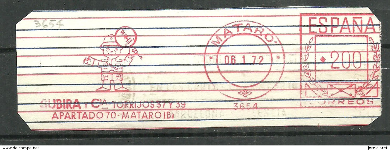 FRANQUEO MECANICO 1972 MATARO FRAGMENTO 6X15 - Máquinas Franqueo (EMA)