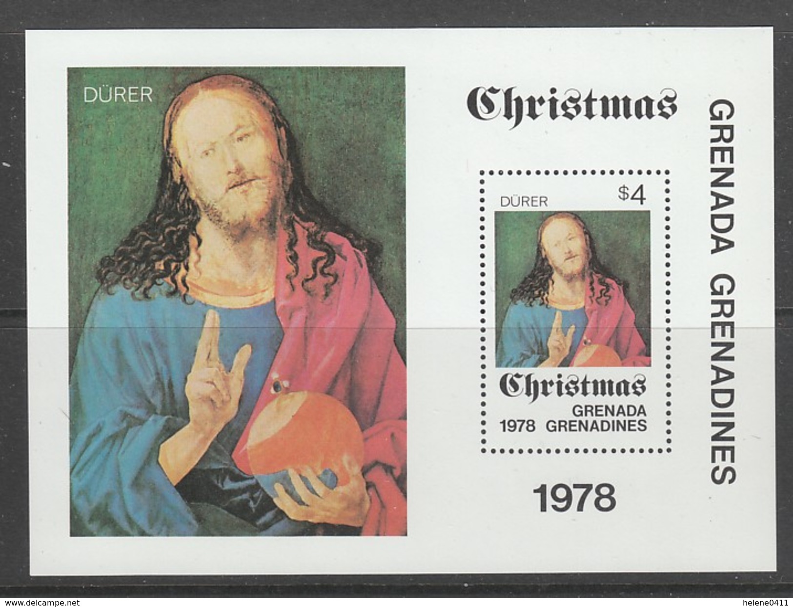 BLOC NEUF DE GRENADE-GRENADINES - "SALVATOR MUNDI", PAR DÜRER (NOËL 1978) N° Y&T 39 - Religión