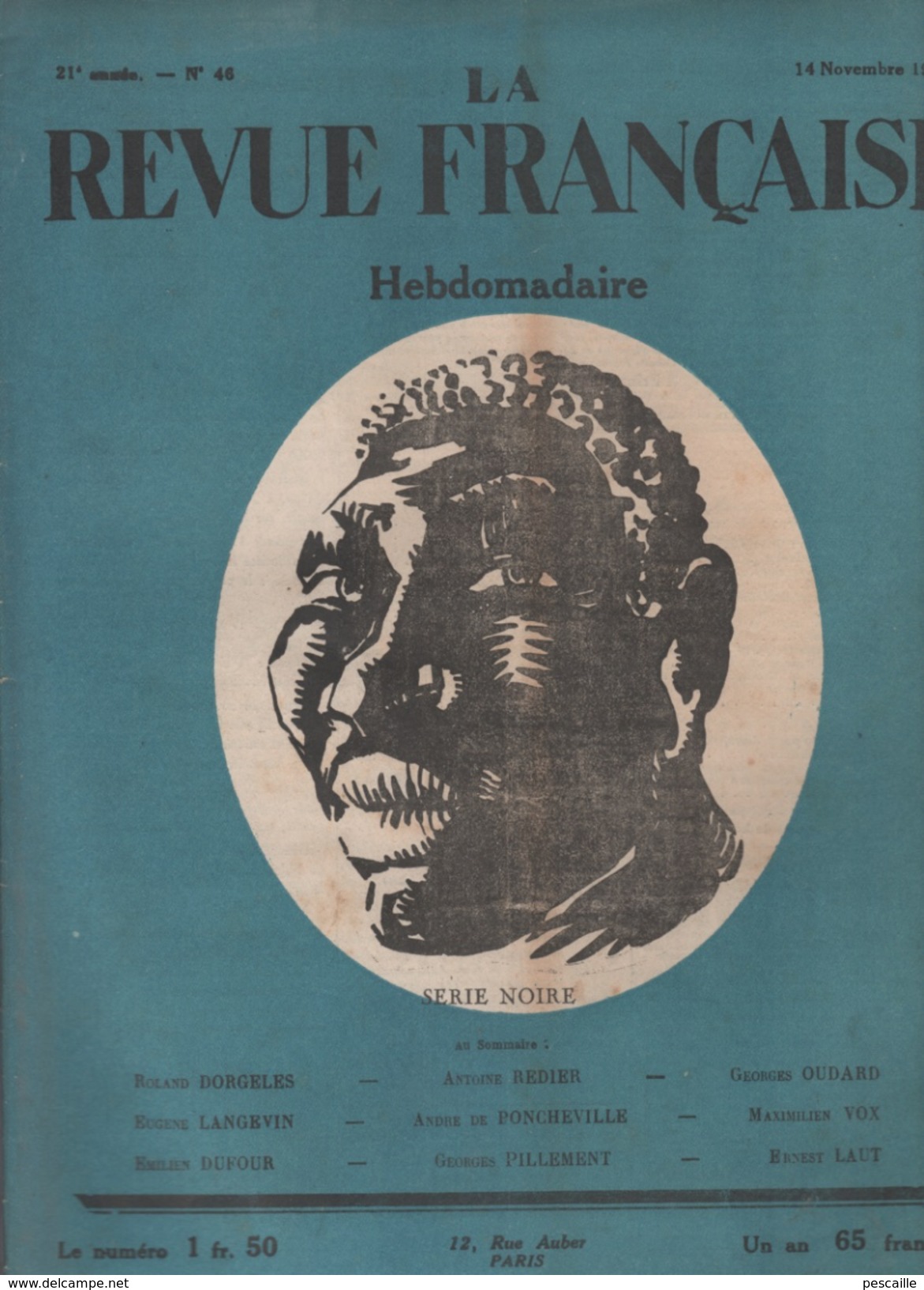 LA REVUE FRANCAISE 14 11 1926 - LOUISE DE BETTIGNIES - LEOPOLD DELISLE - NOIRS A PARIS - BOXE JACK DEMPSEY - - Otros & Sin Clasificación