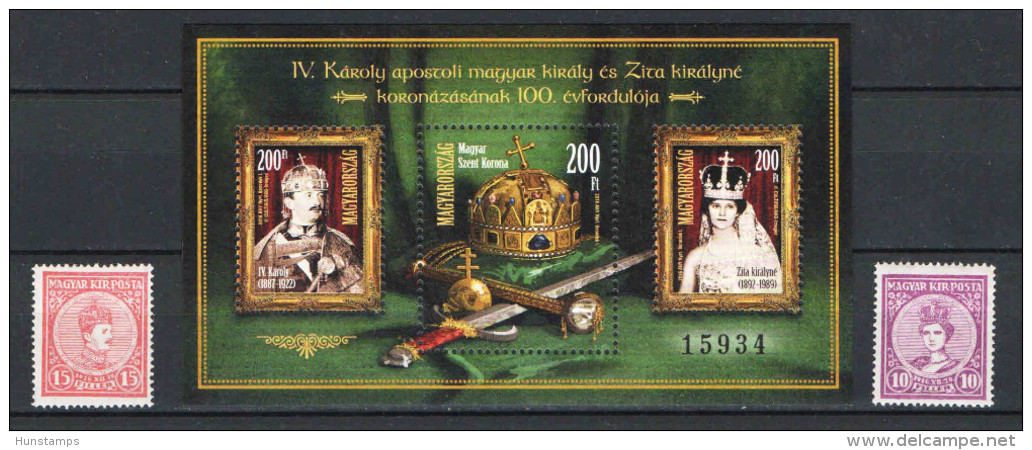 Hungary 1916-2016. Coronation Centenary Zita And Charles Nice Sheet + Original Set From 1916. Year, MNH (**) - Unused Stamps