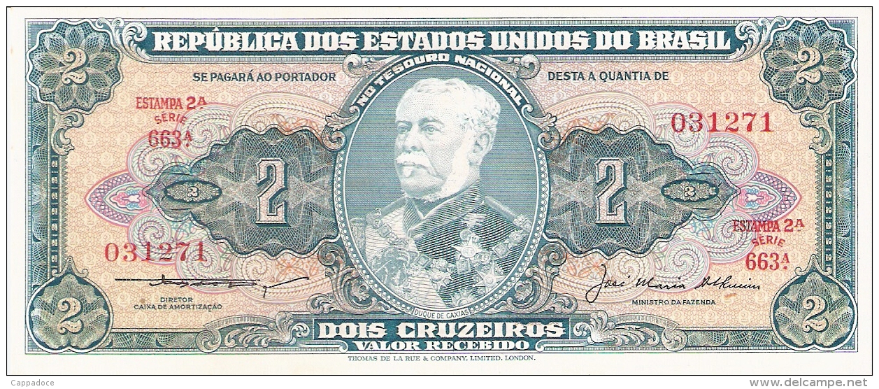 BRESIL   2 Cruzeiros   ND (1956-58)   Sign.5   P. 157Ab   UNC - Brésil