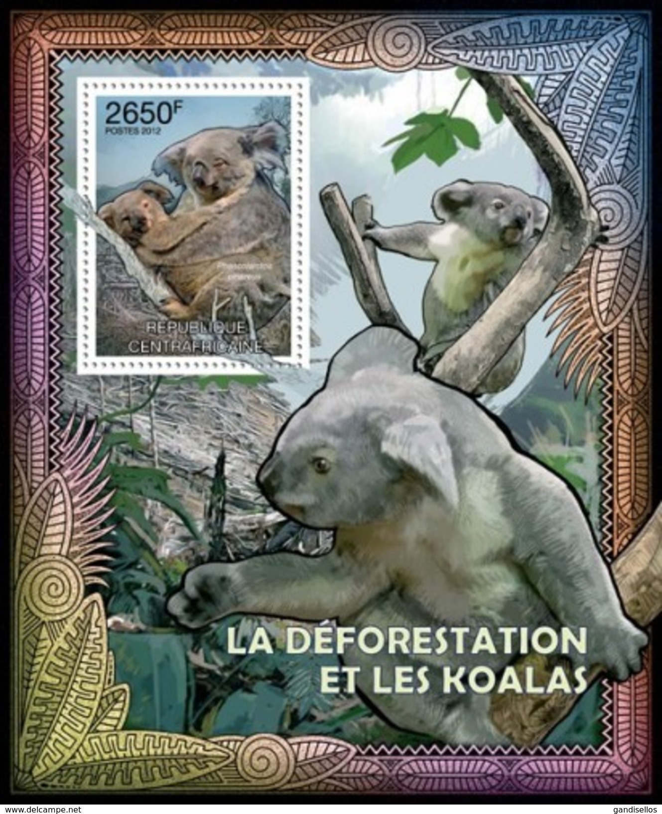 CENTRAFRICAINE 2012 SHEET DEFORESTATION AND KOALAS WILDLIFE FAUNA SAUVAGE Ca12214b - República Centroafricana