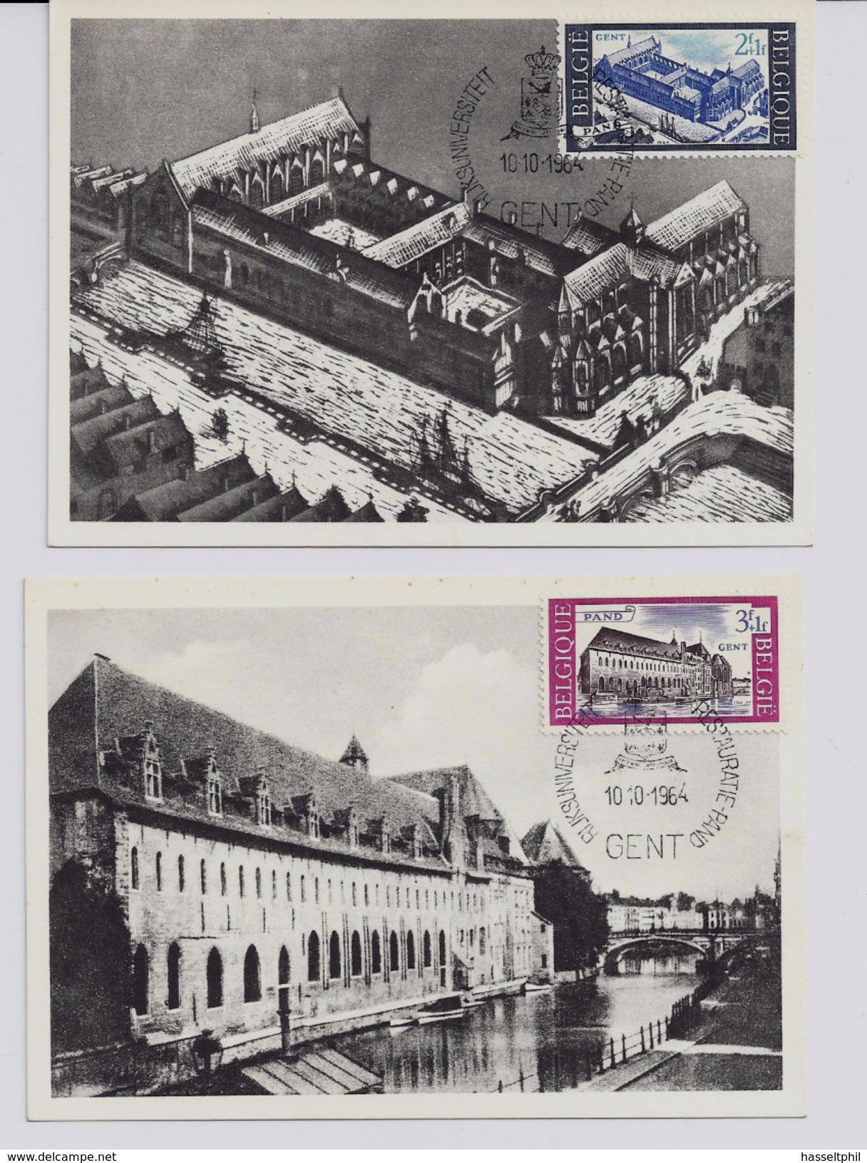 Belgie 1304/05 - Maximumkaarten - Restauratie Abdij Het Pand Gent - 1961-1970