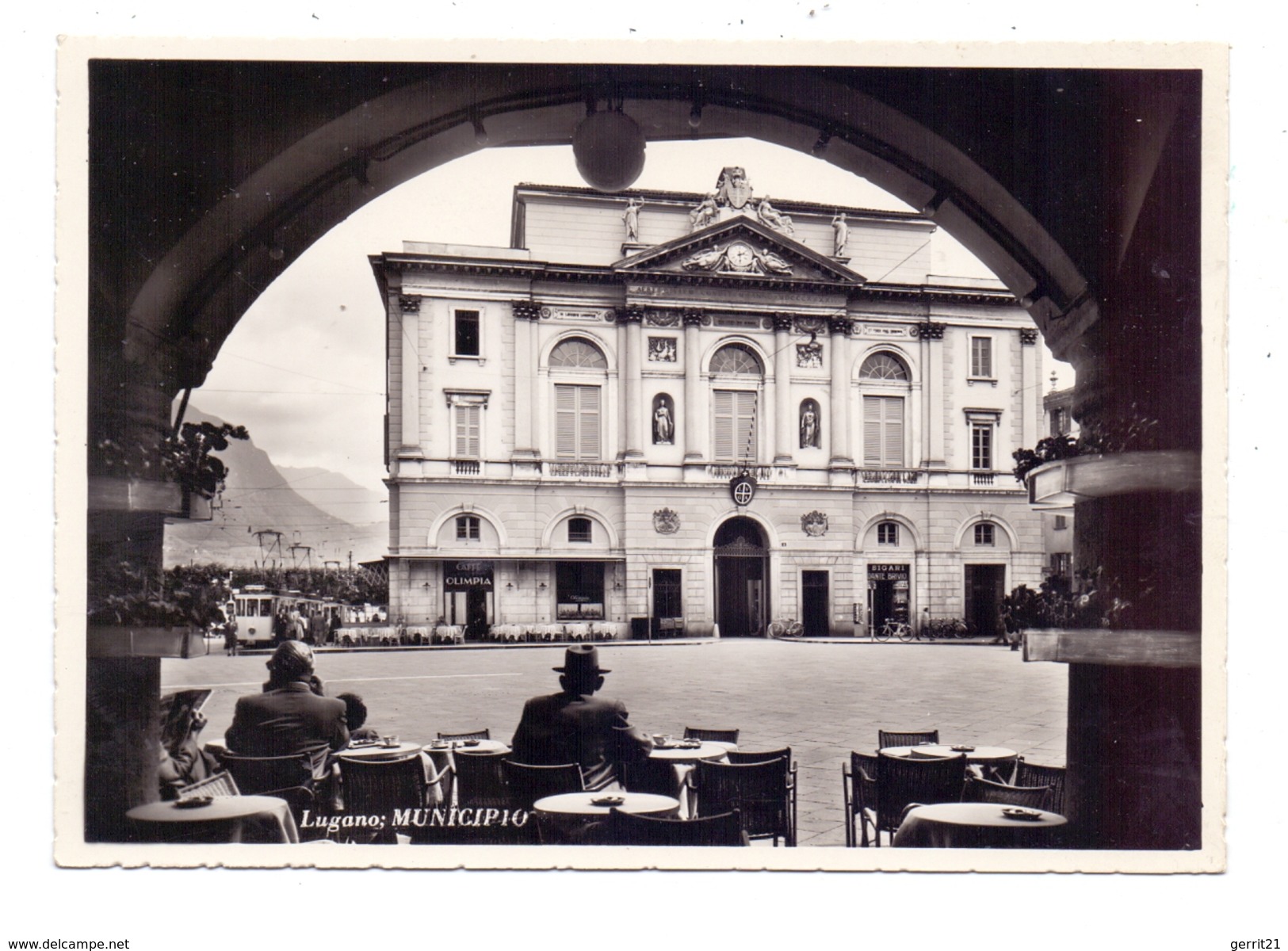 CH 6900 LUGANO TI, Municipio, Hotel Olimpia, Strassenbahnen - Trams - Lugano