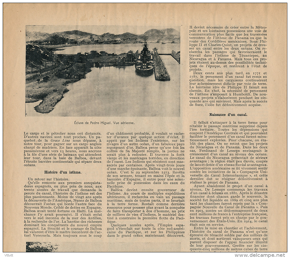 1951 : Document, CANAL DE PANAMA (4 Pages Illustrées) Ecluse De Miraflores, Ecluse De Pedro Miguel, Ecluses De Gatun... - Non Classés