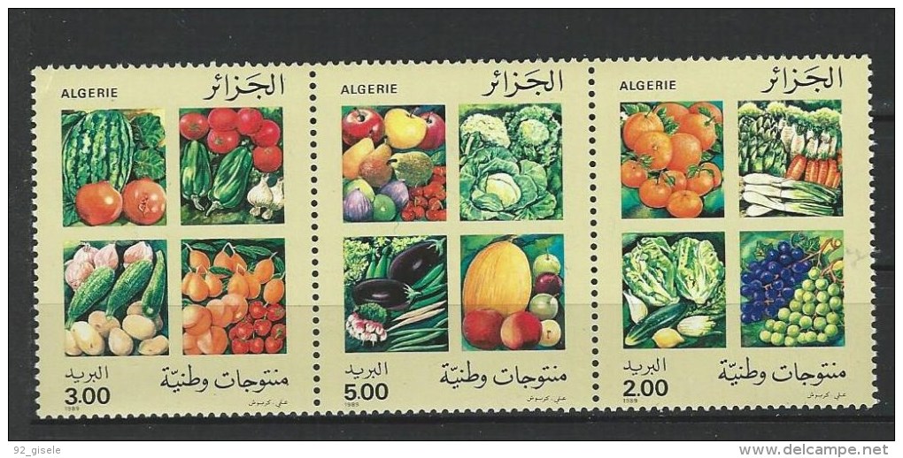 Algerie YT 958 à 960 " Fruits Et Légumes Divers " 1989 Neuf** - Algerije (1962-...)