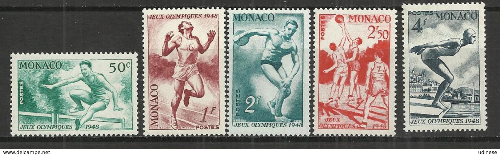 MONACO 1948 - OLYMPIC GAMES - LOT OF 5 DIFFERENT - MNH NEUF MINT NUEVO - Summer 1948: London