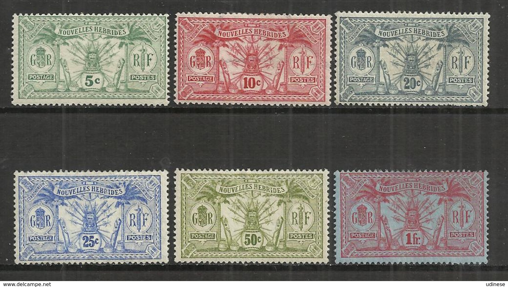 NOUVELLE HEBRIDES 1911-1912 - INDIGENOUS IDOL - LOT OF 6 DIFFERENT - MNH NEUF MINT NUEVO AND MH LIGHTLY MINT HINGED - Neufs