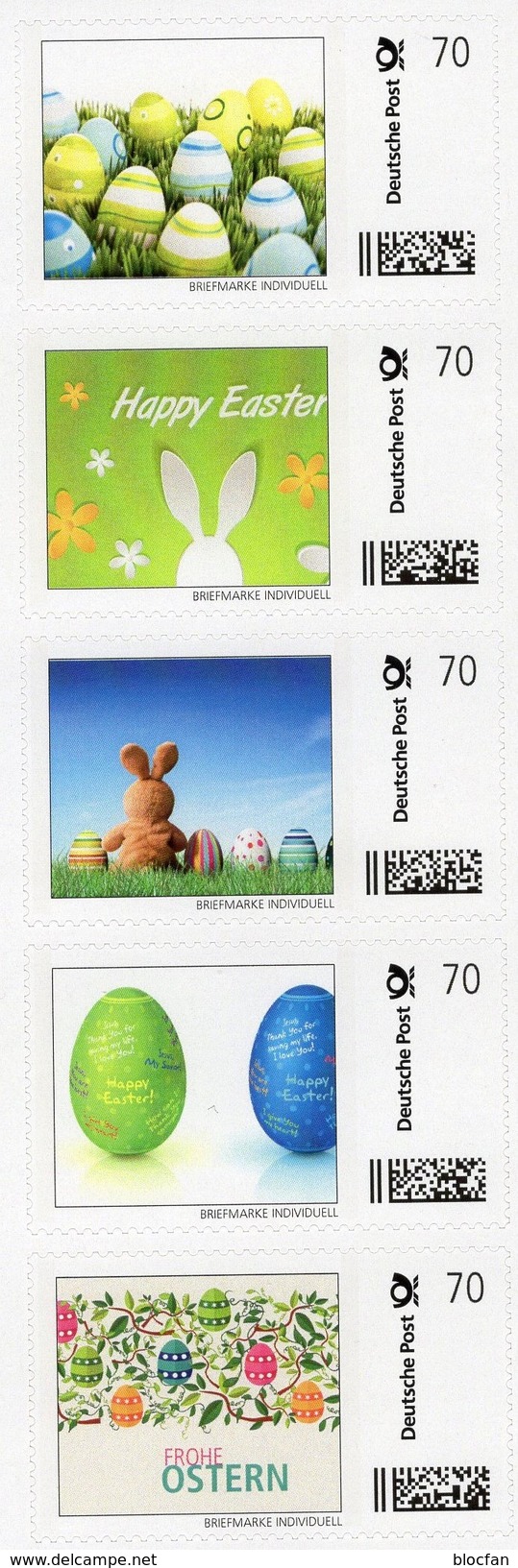 Happy Easter 2017 BRD Streifen 1-5 ** 20&euro; Marken Individuell Ostern Selbstkl.Deutsche Post Privat-stamps Of Germany - Hotels, Restaurants & Cafés