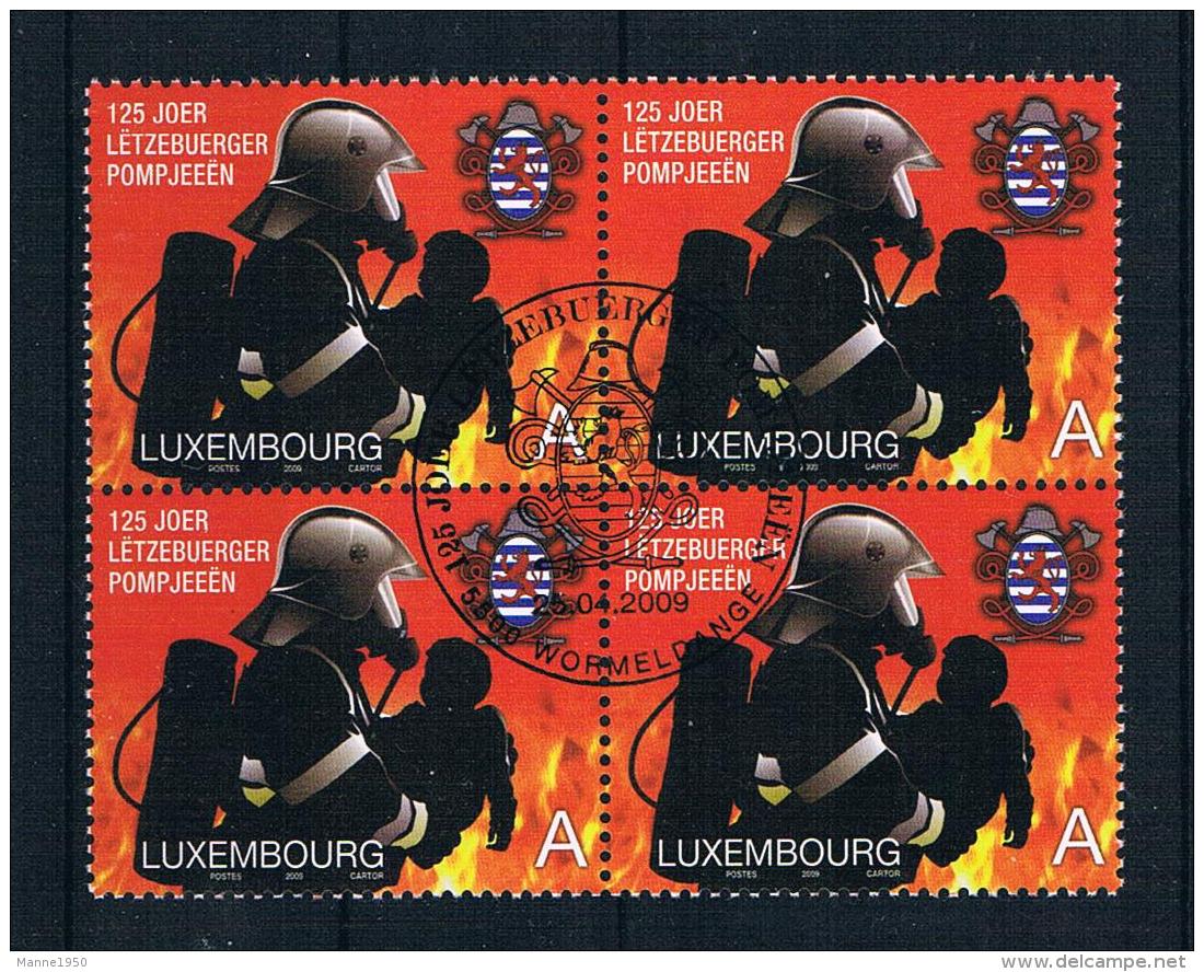 Luxemburg 2009 Feuerwehr Mi.Nr. 1819 4er Block Gest. - Gebraucht