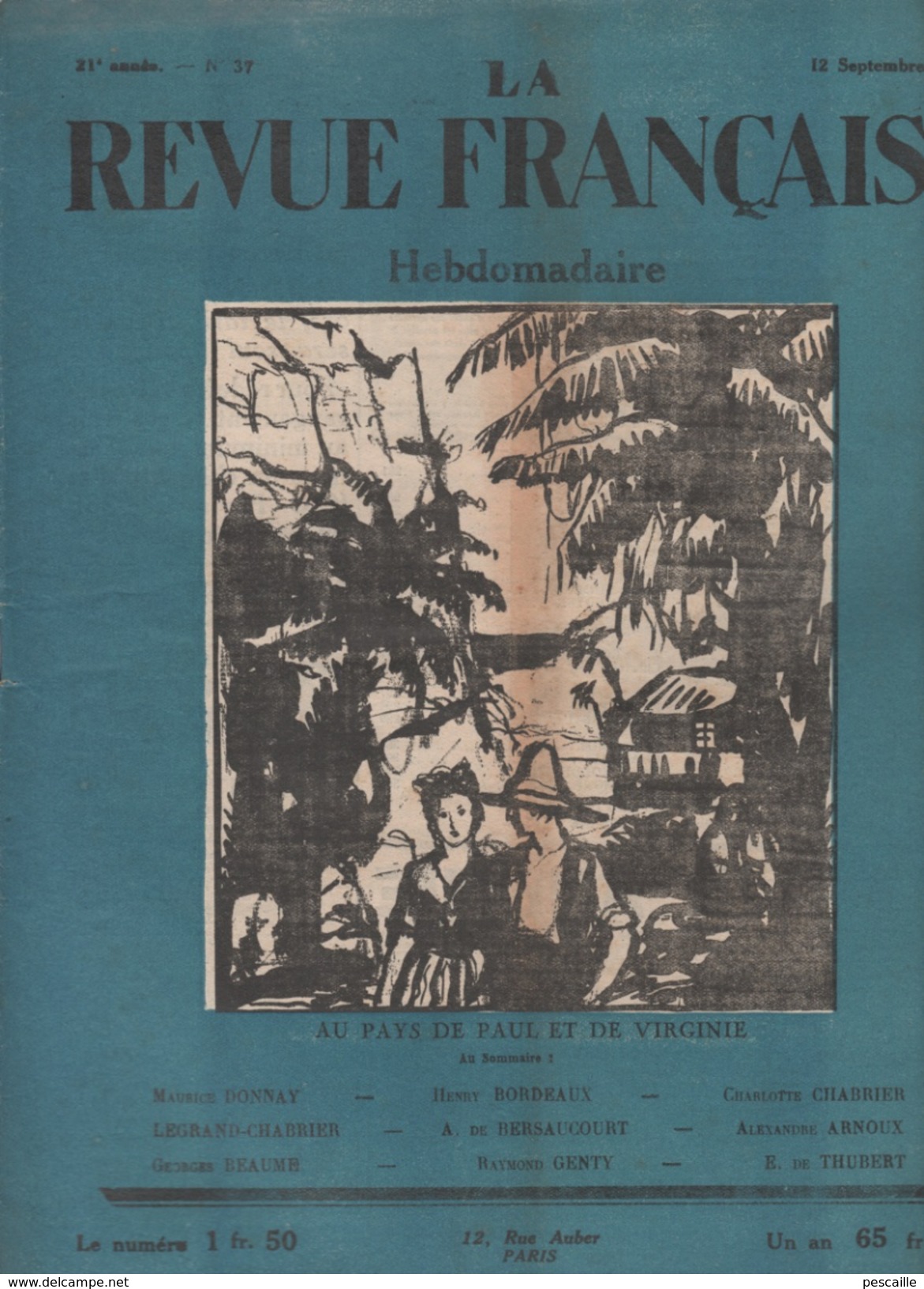 LA REVUE FRANCAISE 22 09 1926 - PAUL ET VIRGINIE - GABRIEL VICAIRE - LAC LEMAN - FRANCOIS POMPON - GAND - MALINES - Sonstige & Ohne Zuordnung