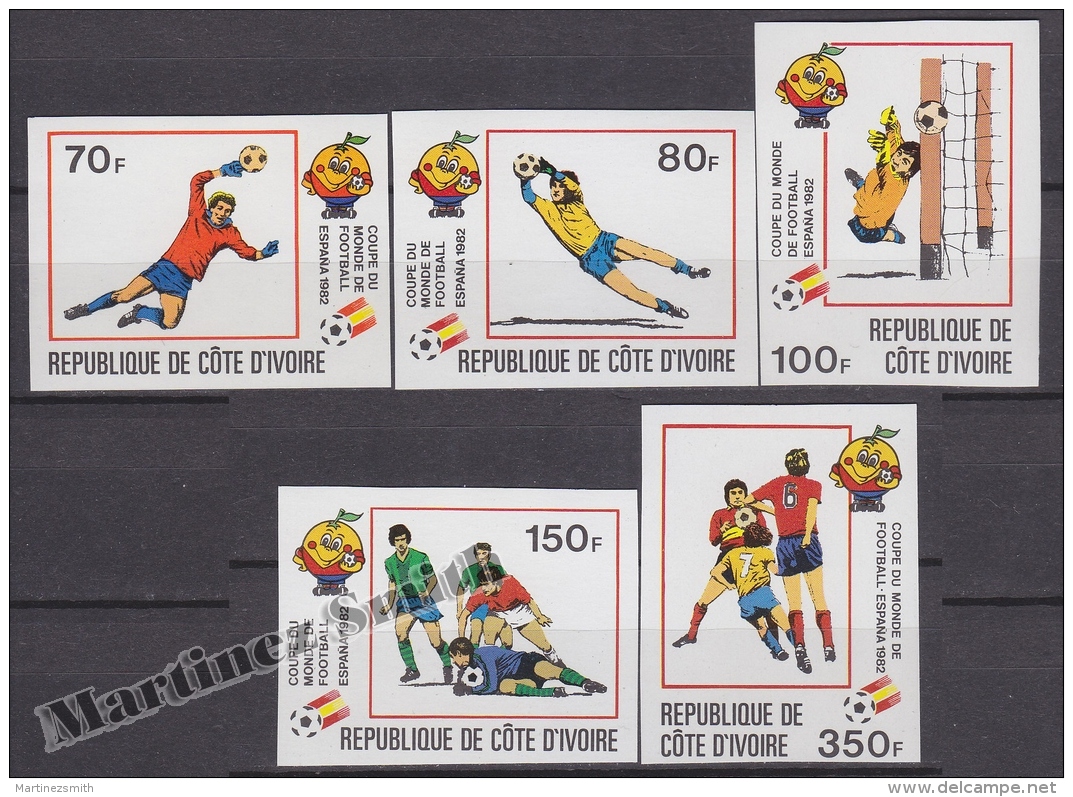 Ivory Coast - Cote D'Ivoire 1981Yvert 583-87,  Spain '82, World Football Cup - Non-Perforated - MNH - Costa De Marfil (1960-...)