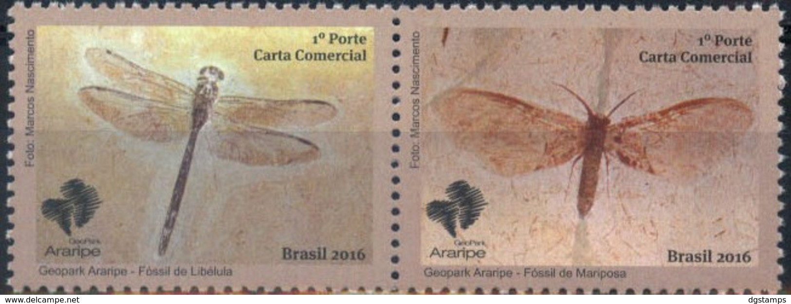 Brasil 2016 ** GeoPark Araripe. Fosiles De Libélula Y Mariposa.  See Desc. - Ongebruikt