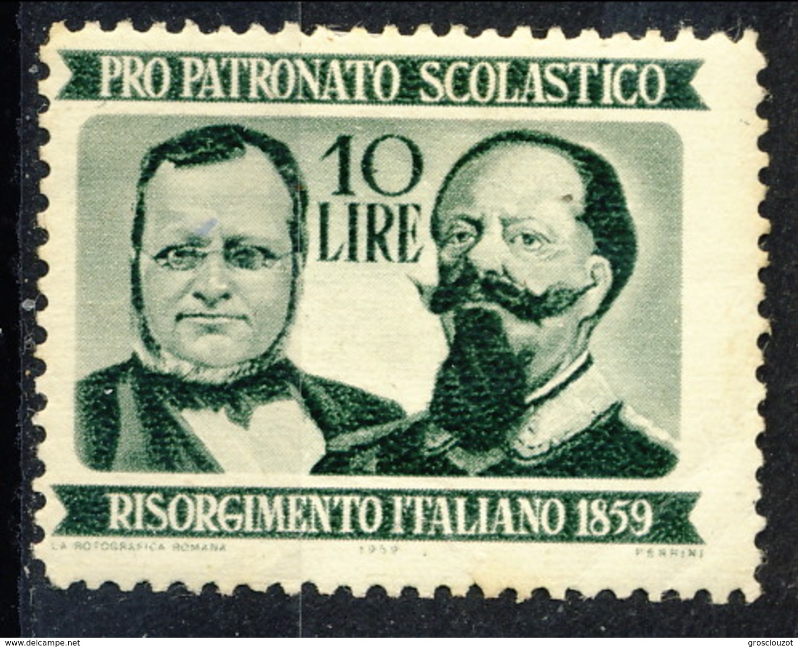 Erinnofili, Italia 1950 Ca. , Pro Patronato Scolastico Lire 10. Risorgimento Italiano 1859 / Bruno - Ohne Zuordnung