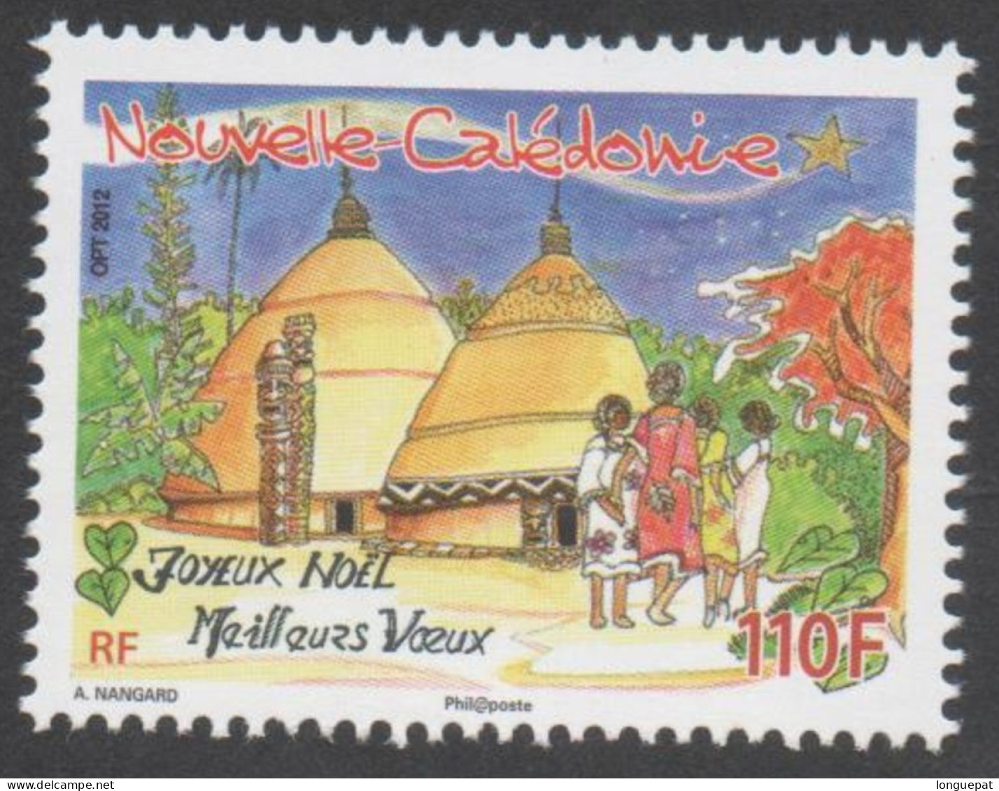 Nelle CALEDONIE - Noël - Joyeux Noël Et Meilleurs Voeux : Huttes Et Femmes - Unused Stamps