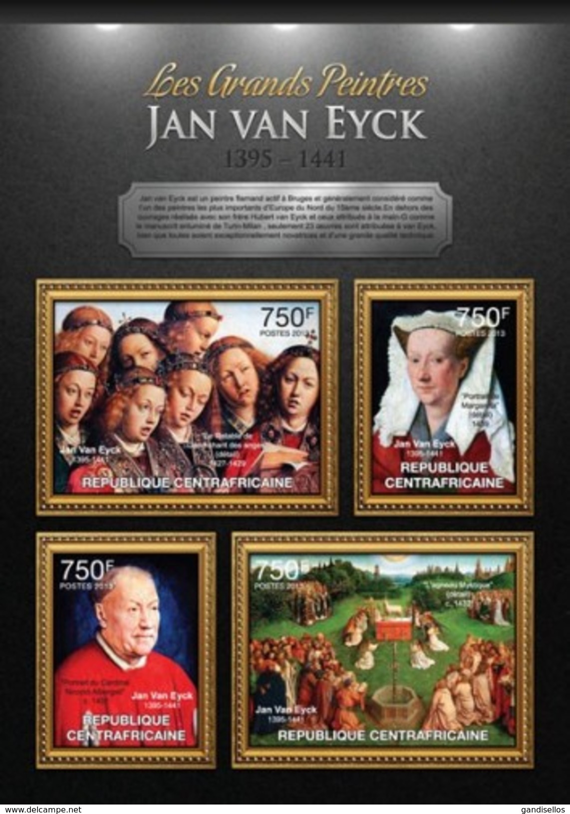 CENTRAFRICAINE 2013 SHEET JAN VAN EYCK ART PAINTINGS Ca13105a - Centraal-Afrikaanse Republiek