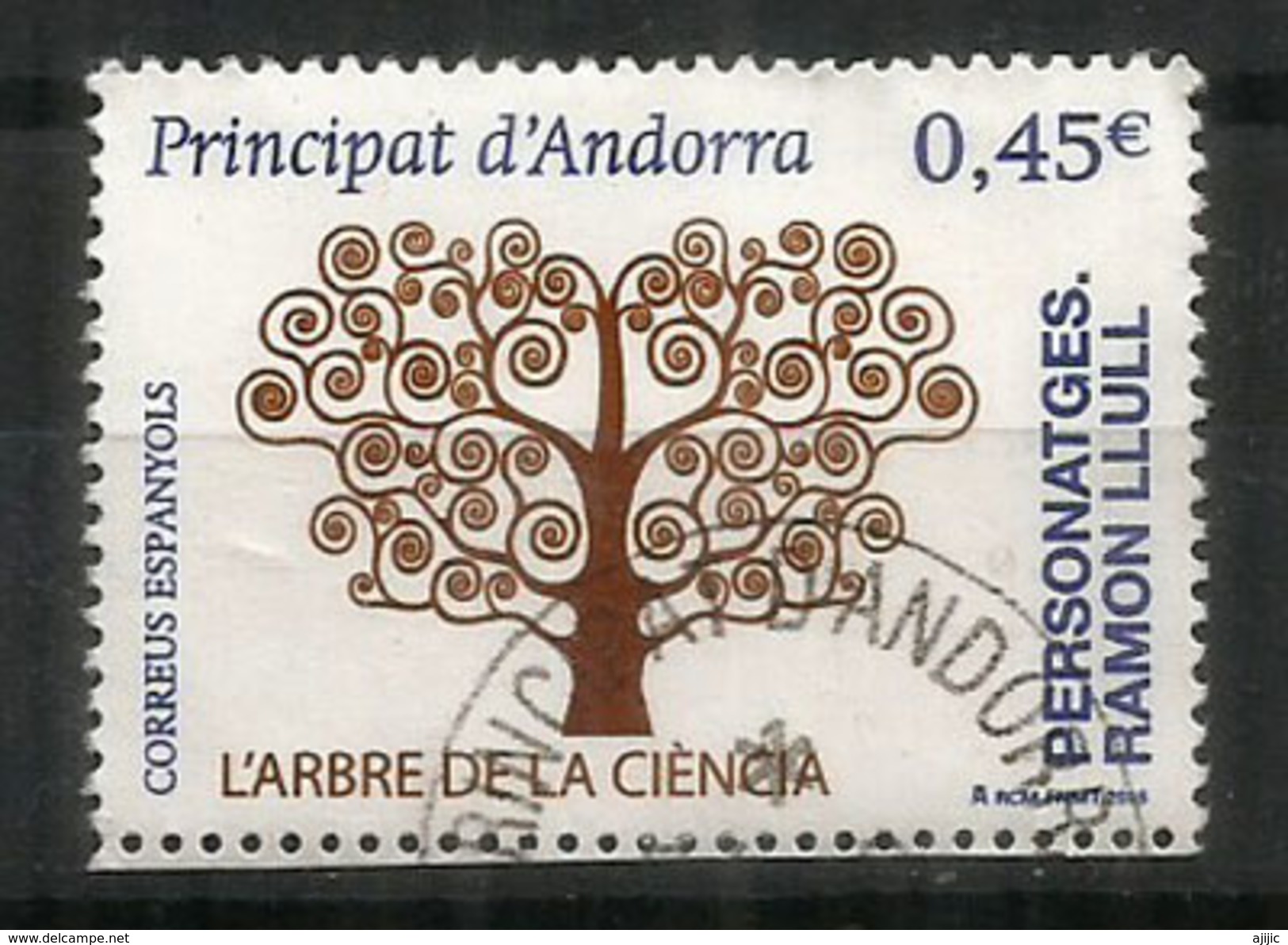 L'Arbre De La Science:Raymond Lulle. Philosophe, Poète, Théologien.700 Ans Disparition. Un Timbre Oblitétéré, - Used Stamps