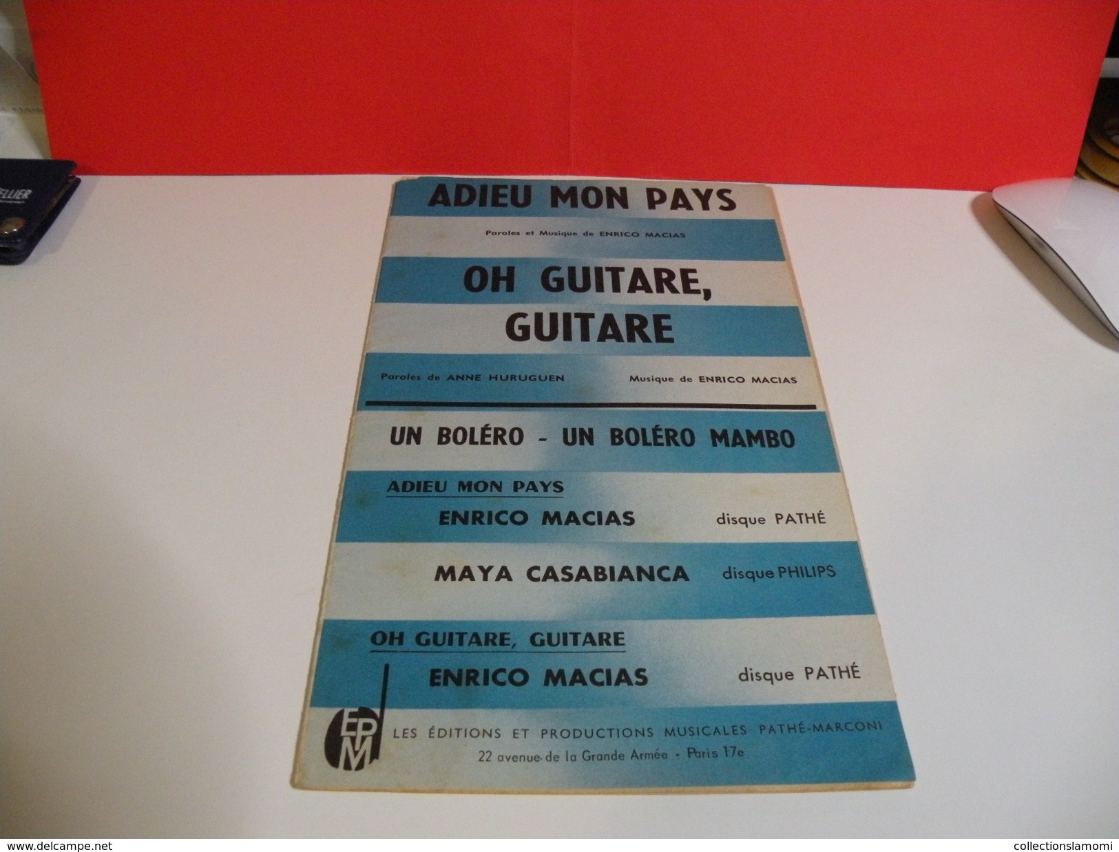 Musique & Partitions > Enrico Macias, Adieu Mon Pays-Oh Guitare,guitare-Piano,accordéon,guitare,saxo,trompette & Autres - Autres & Non Classés