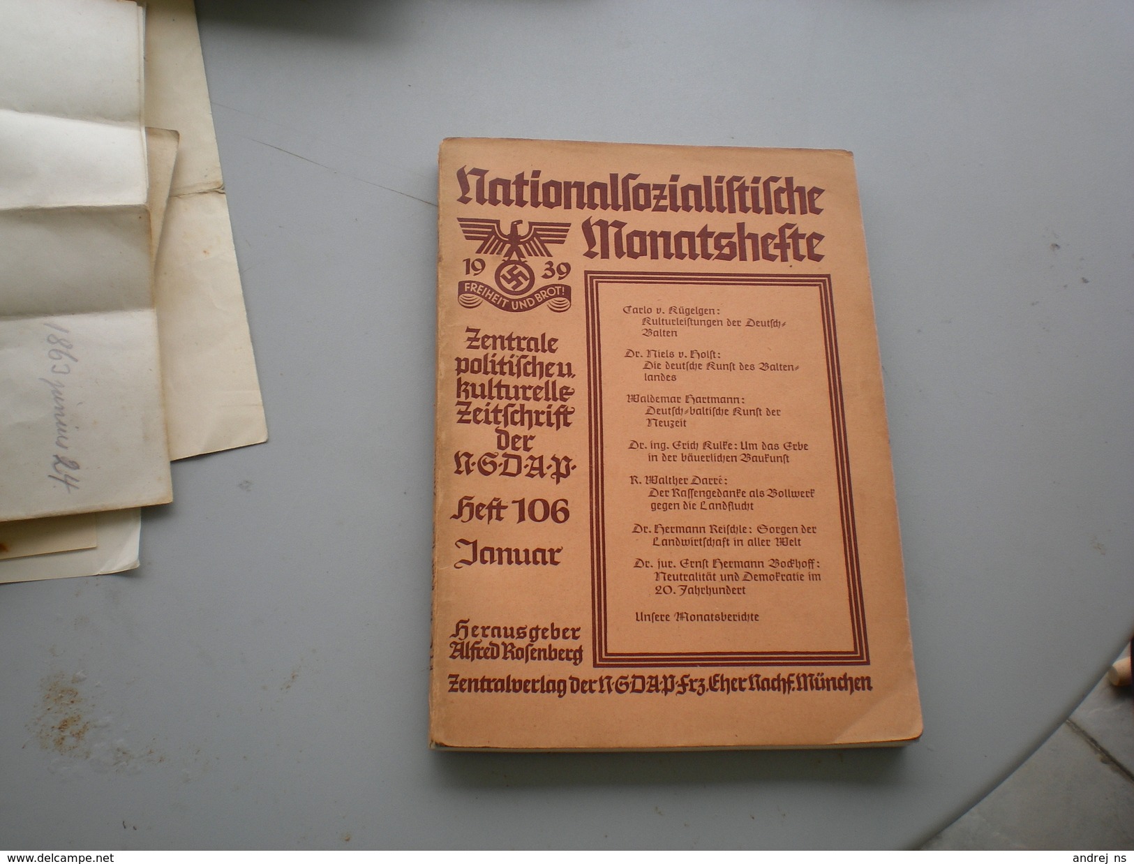 Nationalsozialistidche Monatshefte 1939 Jaunar 100 Pages - Alte Bücher