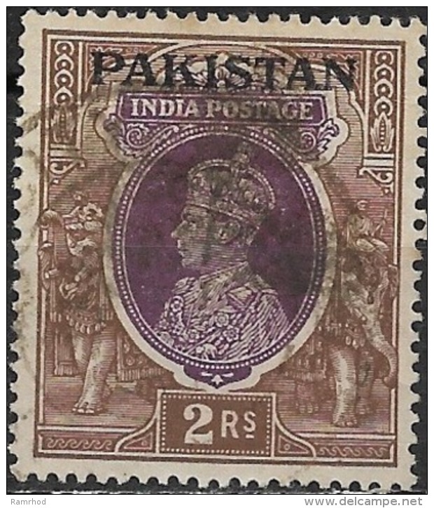 PAKISTAN 1947 King George VI Overprinted Pakistan - 2r. - Purple And Brown FU - Pakistan