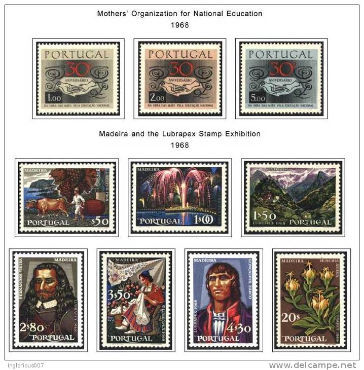 PORTUGAL STAMP ALBUM PAGES 1853-2010 (631 Color Illustrated Pages) - Inglese