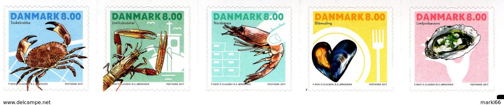 Denmark - 2017 - Shellfish - Mint Self-adhesive Booklet Stamp Set - Nuovi