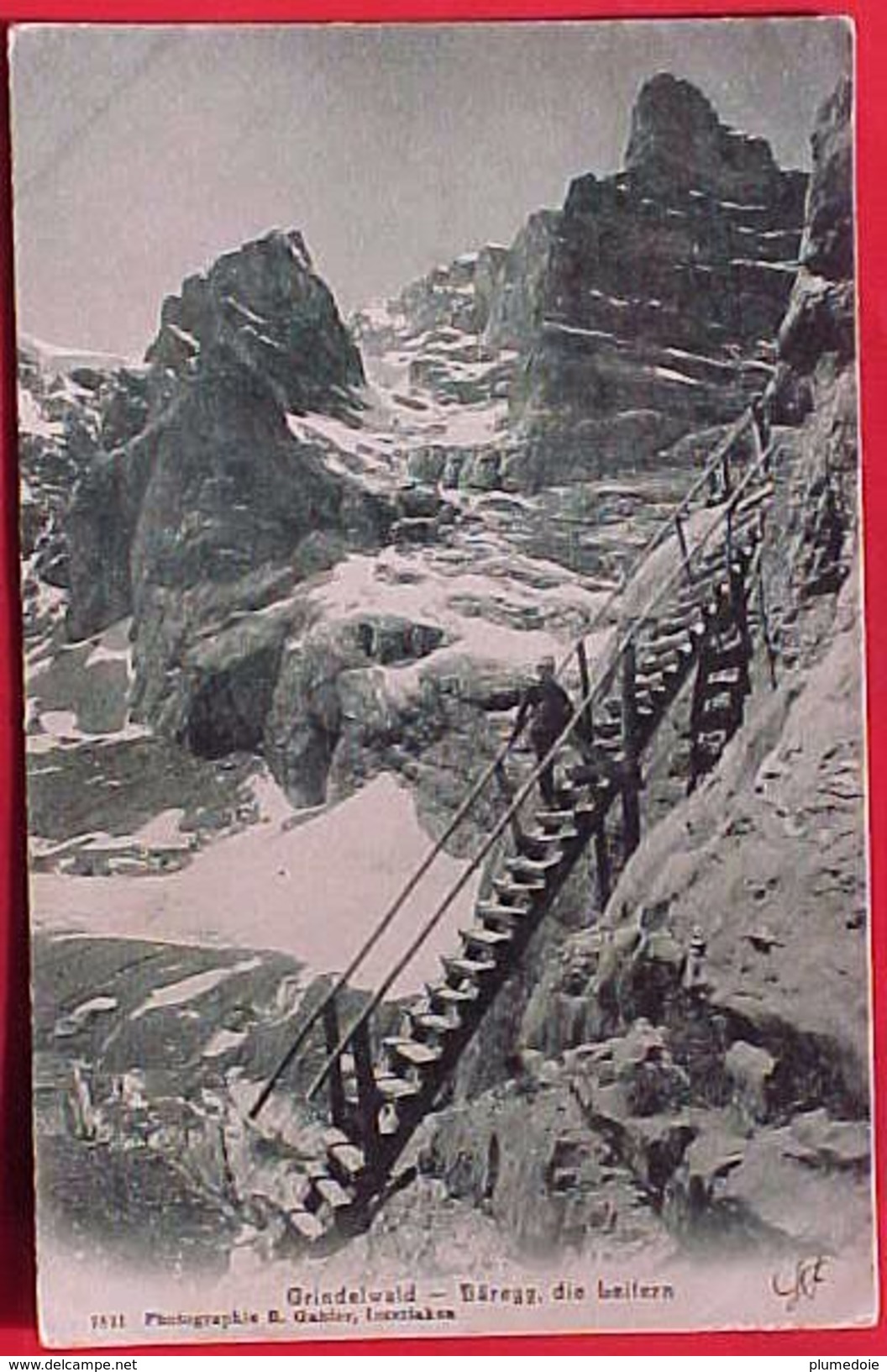 Cpa SUISSE BE , GRINDELWALD Animée , BAREGG DIE LEITERN , 1906, R Gabler Interlaken Recto Verso  Prix Fixe - Grindelwald