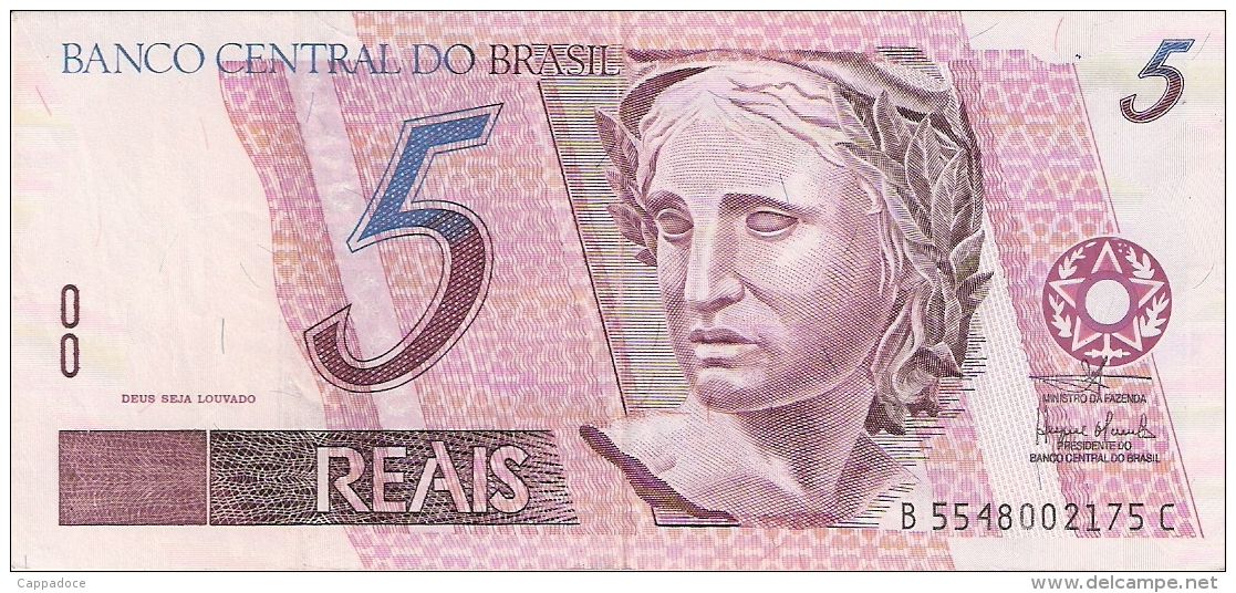 BRESIL   5 Reais   ND (1997-).   Sign.41  P. 244Ag   SUP - Brazilië