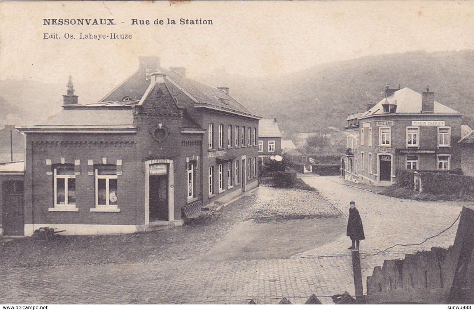 Nessonvaux - Rue De La Station (animée, Café, Restaurant, Billard, 1907) - Trooz