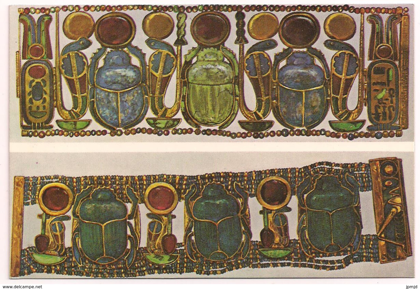 Gold Bracelets Inlaid With Lapis Lazuki Scarabs Framed By Uraei - Publ. Lehnert & Landrock Cairo - Museums