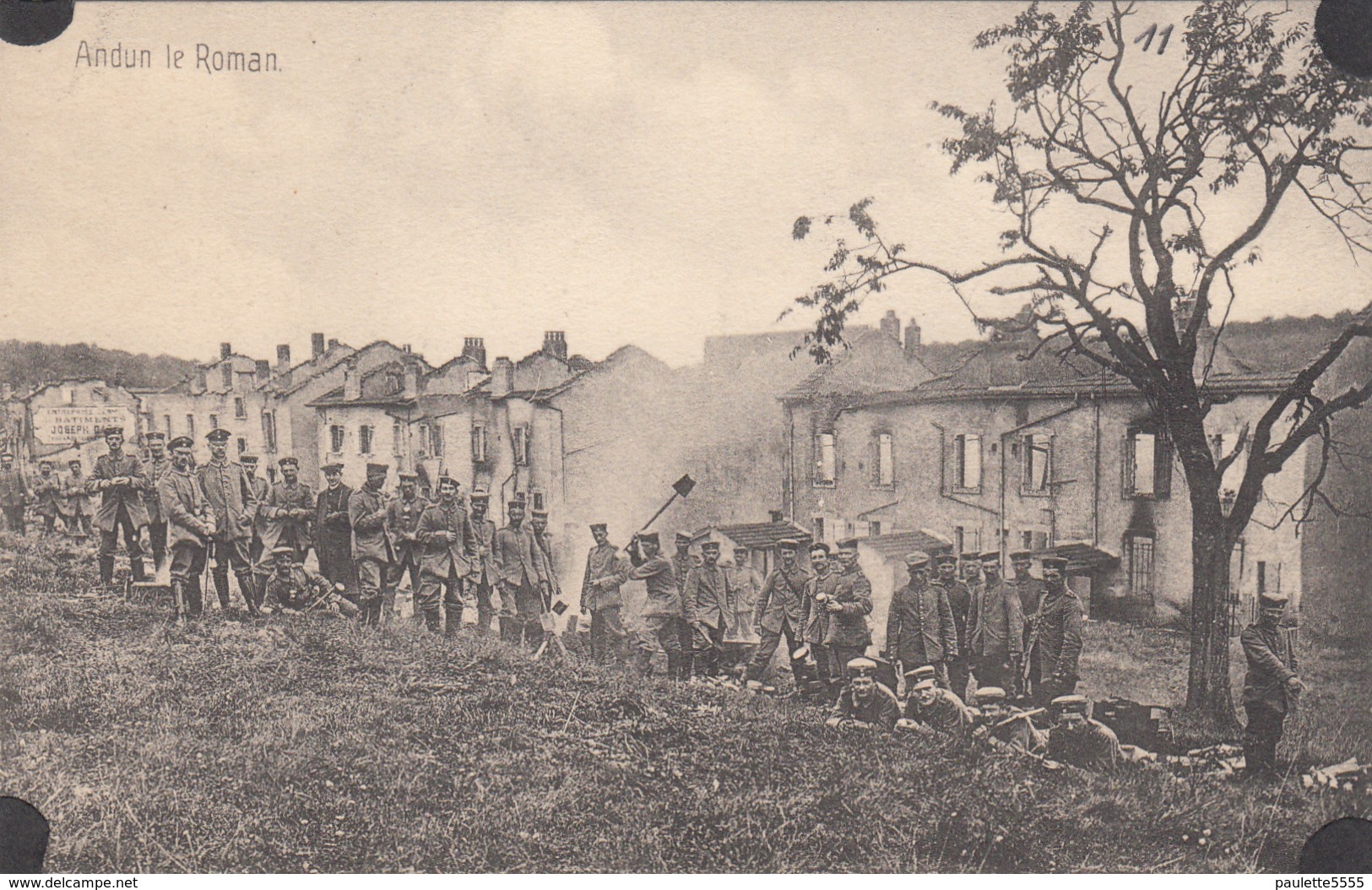 AUDUN-LE-ROMAN - Militaires Allemand -Entreprise Bâtiment Joseph Au Fond A Gauche De La Carte-dép54(guerre De 14-18) - Altri & Non Classificati