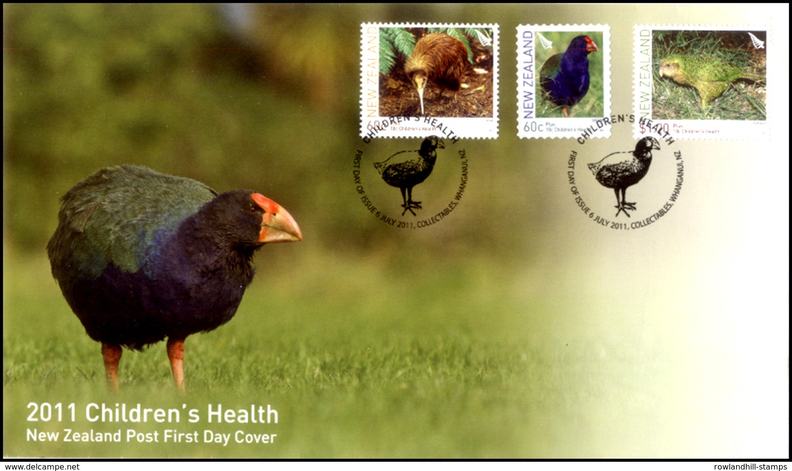 Birds, New Zealand, 2011, FDC, Flightless Birds, Kiwi, Takahe, Kakapo, Children's Health, Fauna, Animals, Endangered. - Kiwis