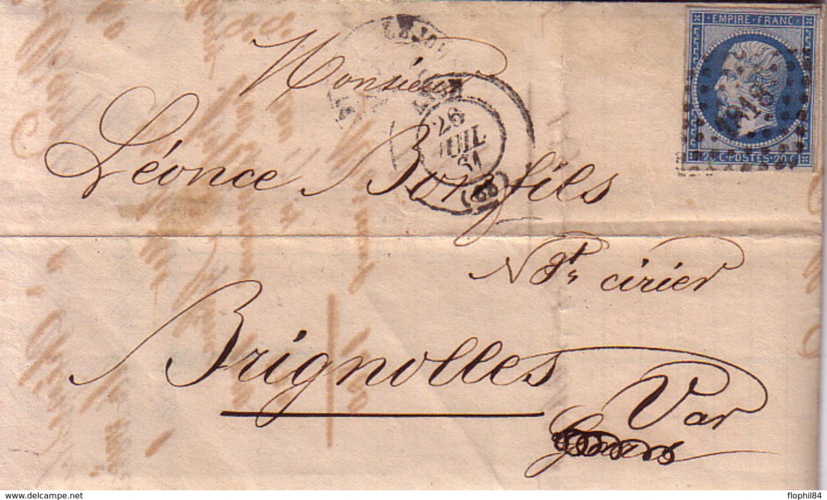 RHONE - LYON - EMPIRE N°14 DU 26-7-1861 - ENTETE JJ CHATENAY & FILS BOUGIES DES SALONS RUE DUBOIS . - 1849-1876: Période Classique