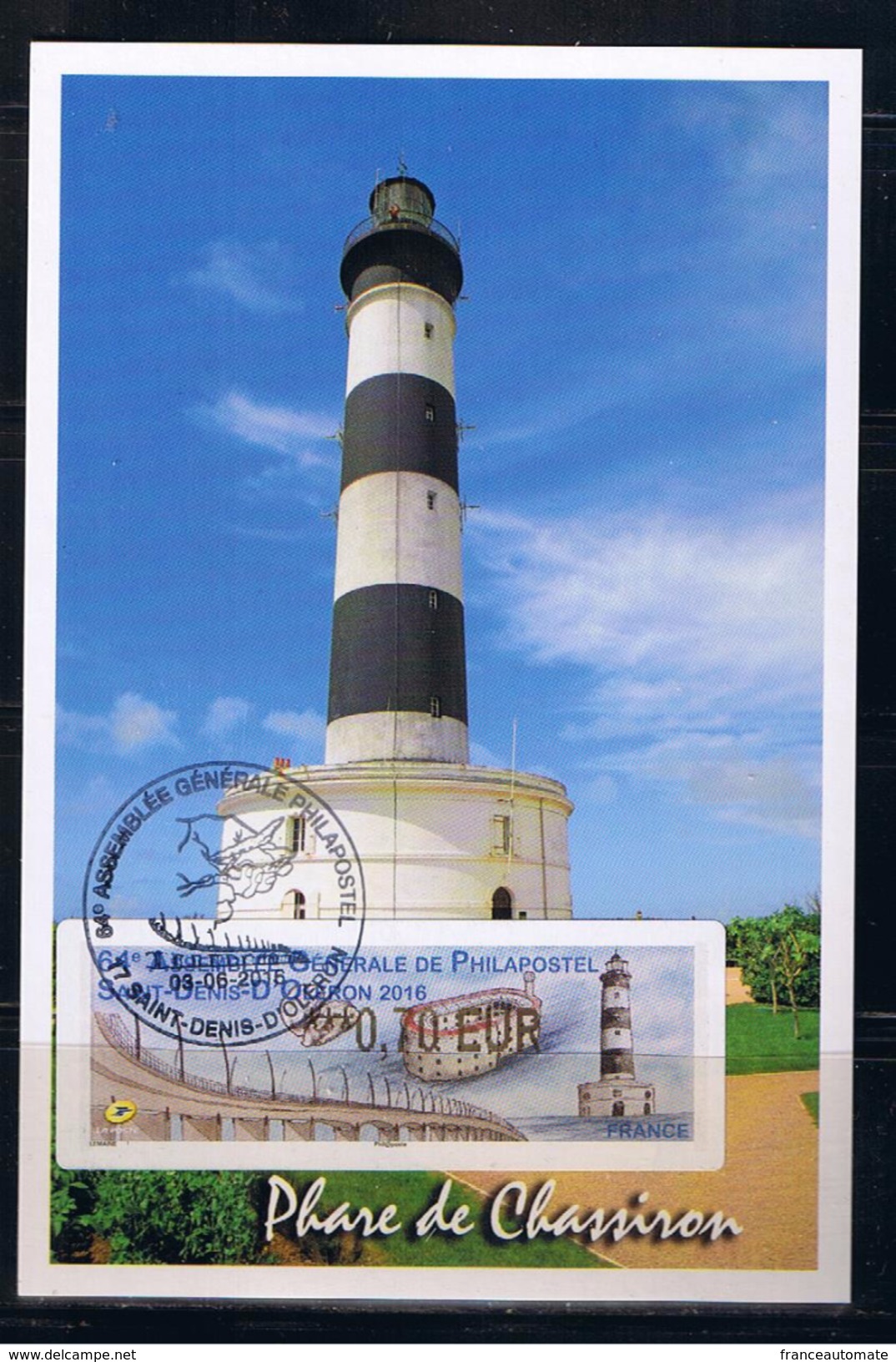 PHARE, ATM, 0.70&euro;, CARTE MAXIMUM, FDC, 3 Et 4 Juin 2016, LISA2, 64éme Assemblée Générale PHILAPOSTEL, ST DENIS D´ O - 2010-2019