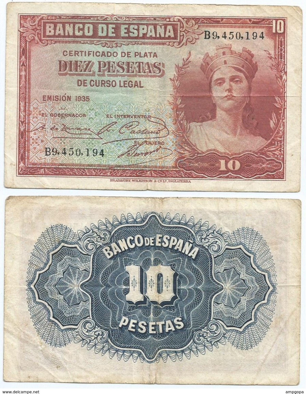 España - Spain 10 Pesetas 1935 Pick 86.a Ref 681-4 - 10 Pesetas