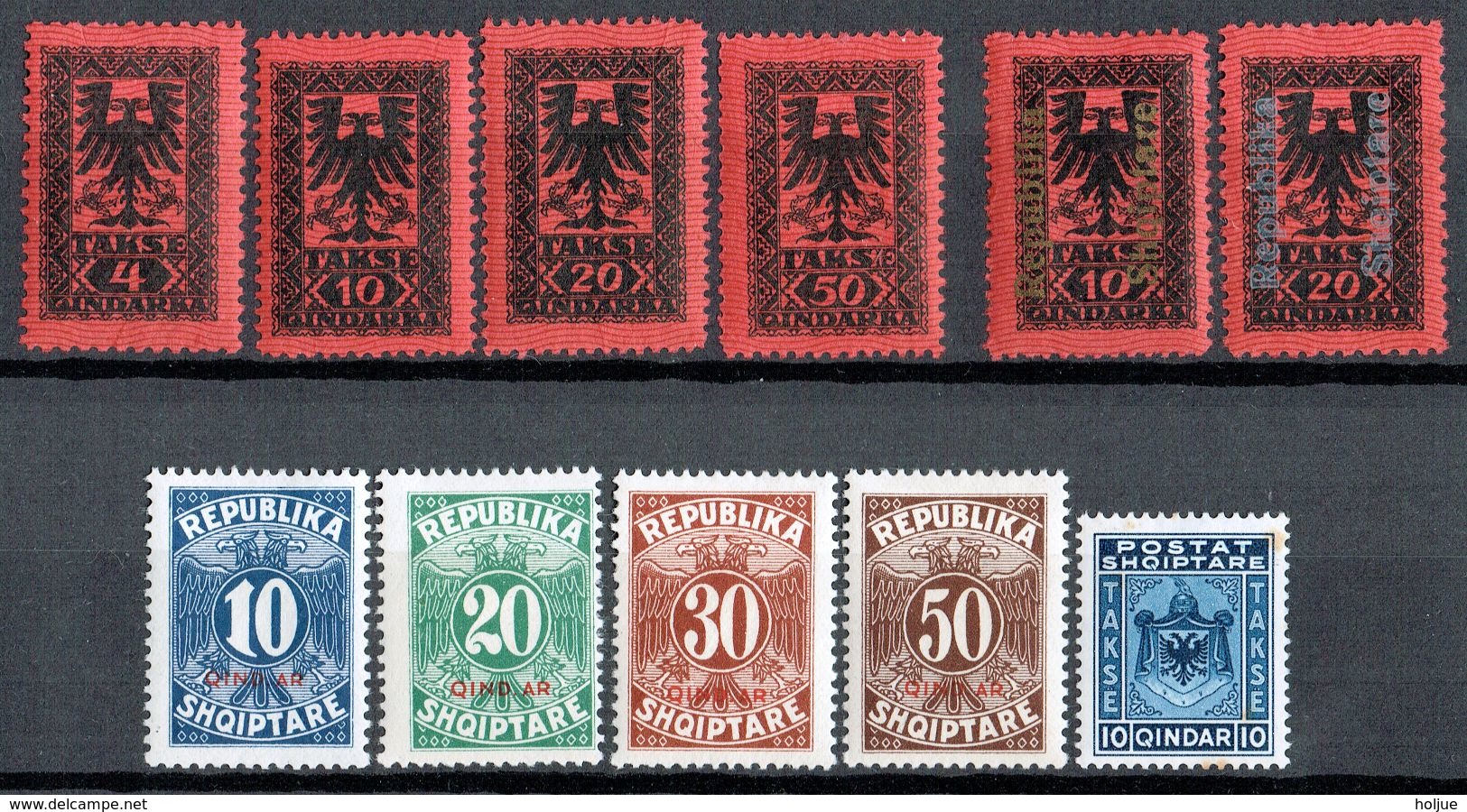 Albanien 1919 Portomarken Michel N° 18-21, 23, 24, 26-30  MH - Albania