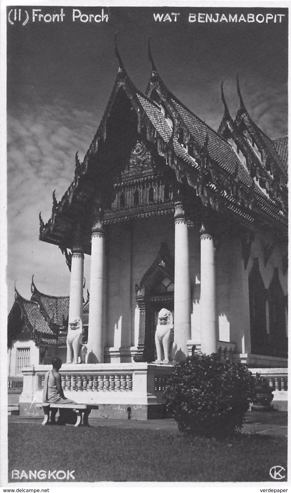 Front Porch. Wat Benjamabopit, Bankok Thailand Real Photo Postcard - Tailandia