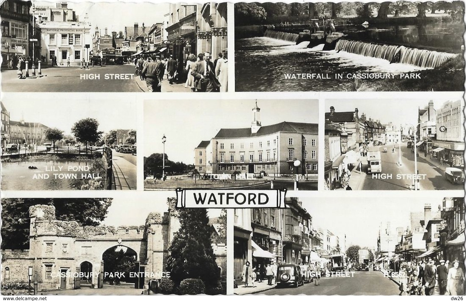 Watford - Multivues: High Street, Town Hall, Park... - Valentine & Sons Ltd. - Hertfordshire