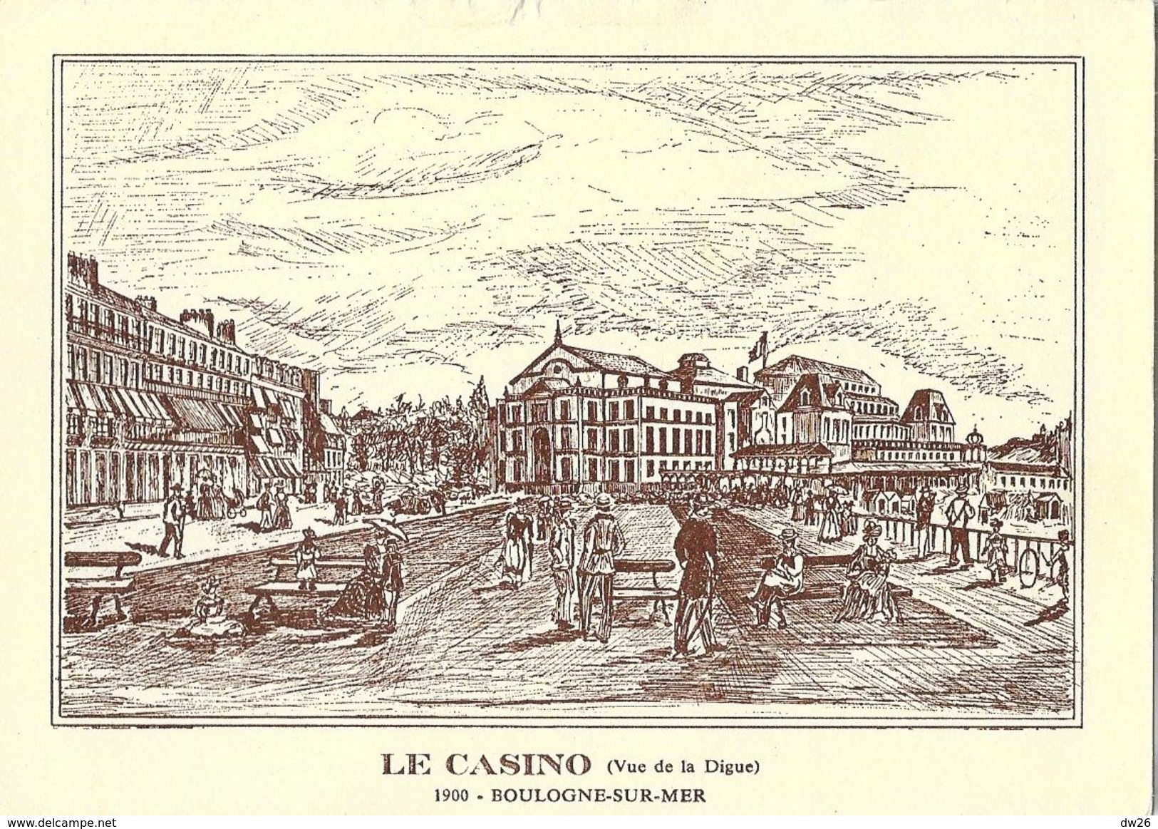 Lithographie: Le Casino (vue De La Digue) - 1900 Boulogne-sur-Mer - Autres & Non Classés