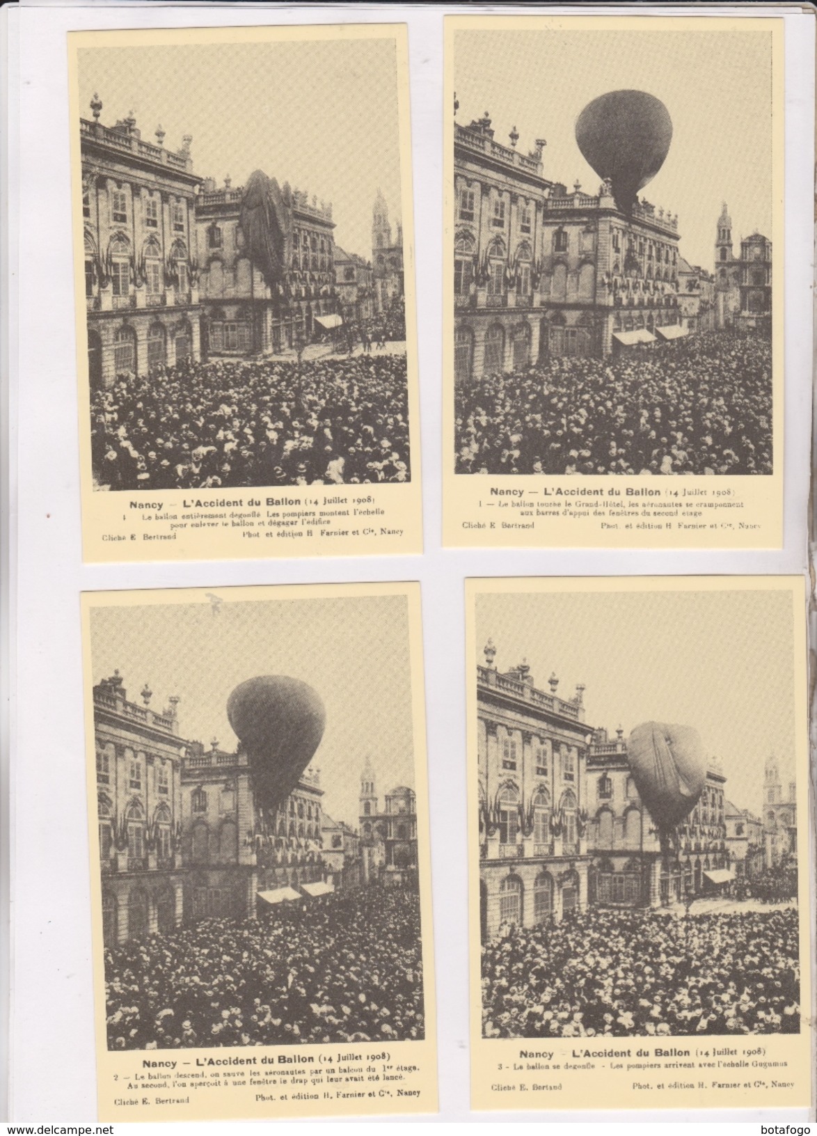 4 CPM REEDITION NANCY ACCIDENT DU BALLON (12 Juillet 1908!) - Accidents