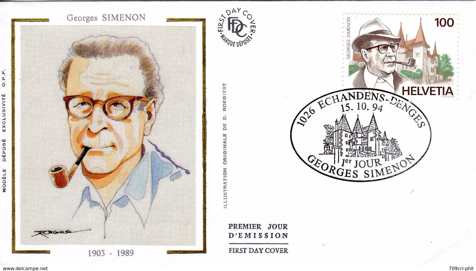 SUISSE FDC 1994 Georges Simenon Ecrivains - FDC