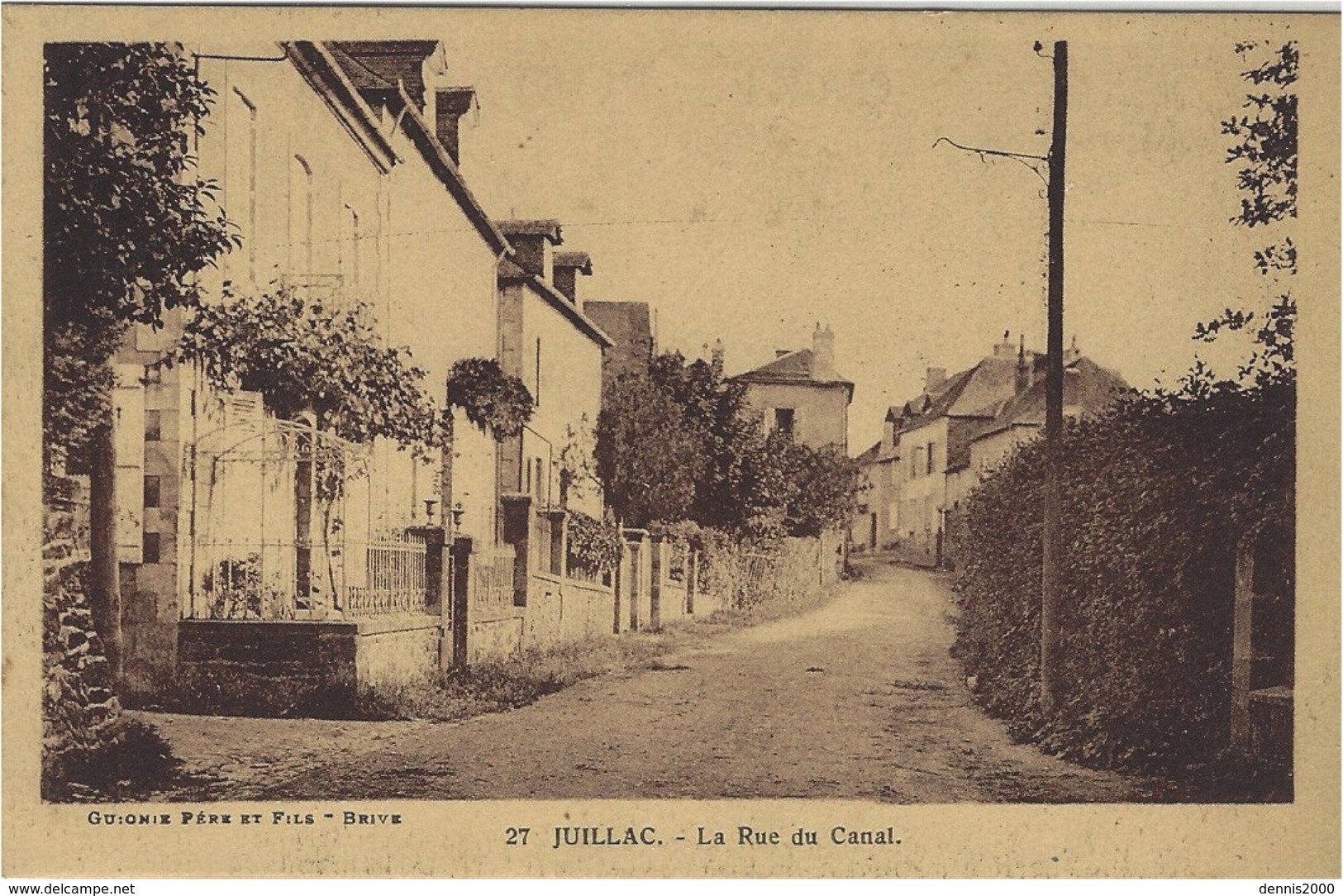 JUILLAC (19) - La Rue Du Canal - Ed. Guionie Et Fils, Brive - Juillac