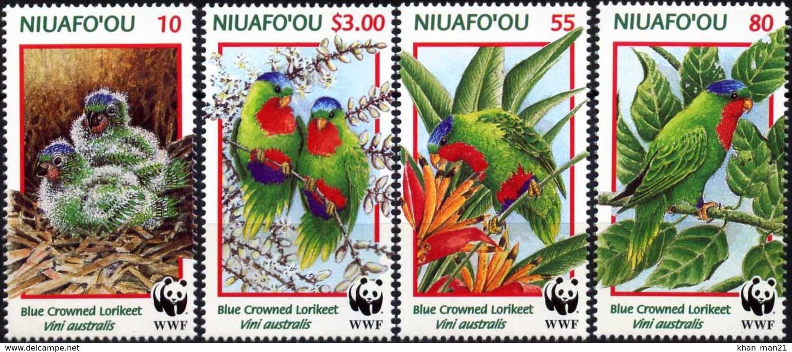 Tonga, Niuafo'ou, 1998, Mi. 326-29, Sc. 202-05, SG 270-73, WWF, Parrots, Blue Crowned, MNH - Unused Stamps