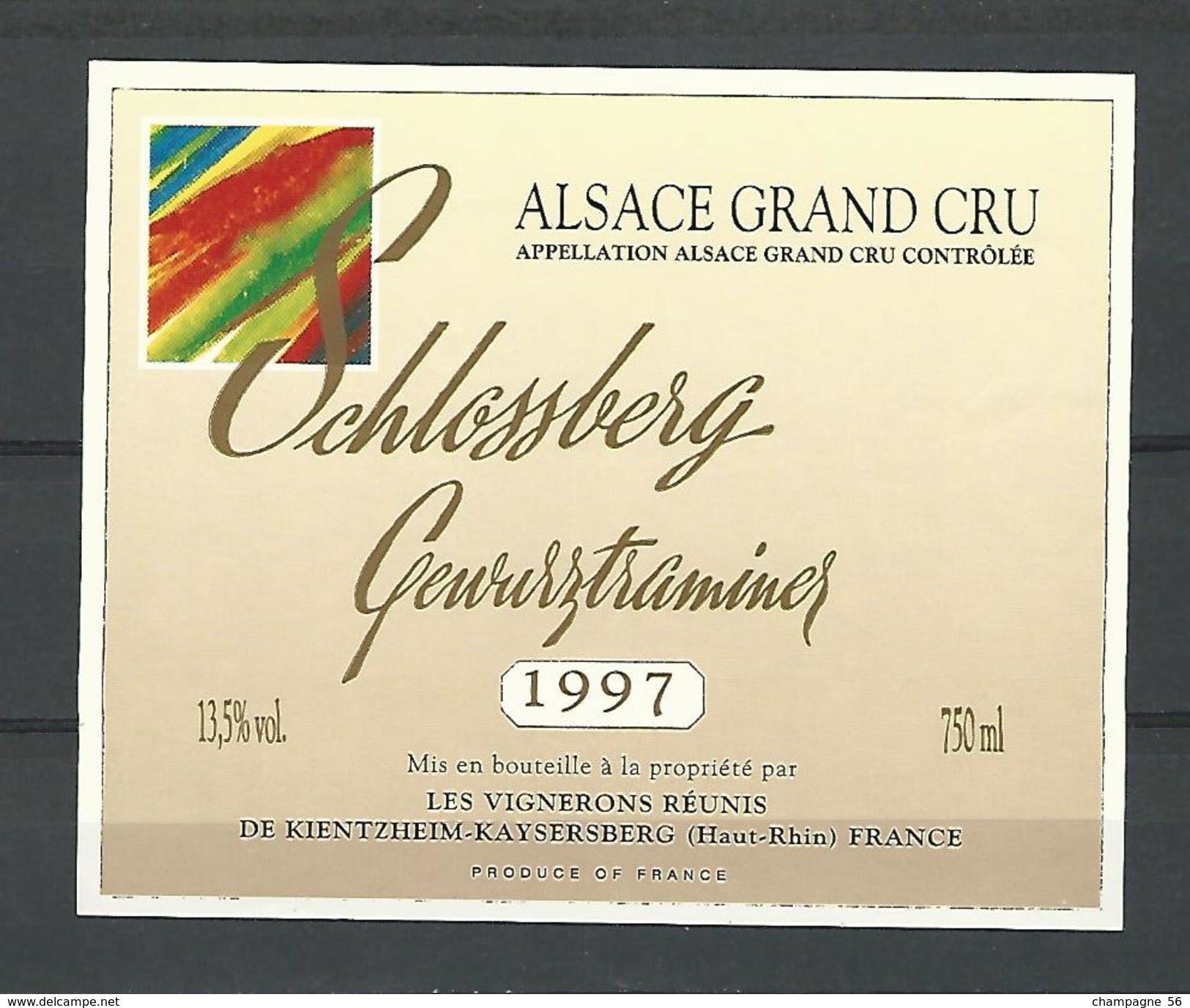 1997  ALSACE VIN  SCHLOSSBERG GEWURZTRAMINER CAVE KIENTZHEIM KAYSERBERG   NEUF QUALITÉ - Gewurztraminer