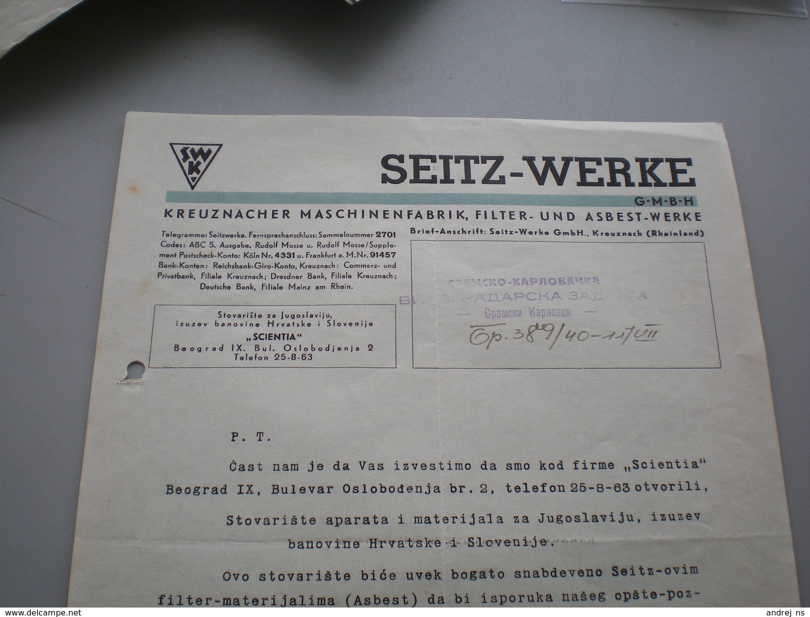 Seitz Werke Kreuznaccher Maschinenfabrik Filter Und Asbest Werke - 1900 – 1949